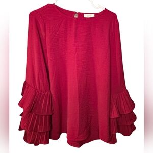 ODDY Pink Ruffled Blouse Flowing Sleeves